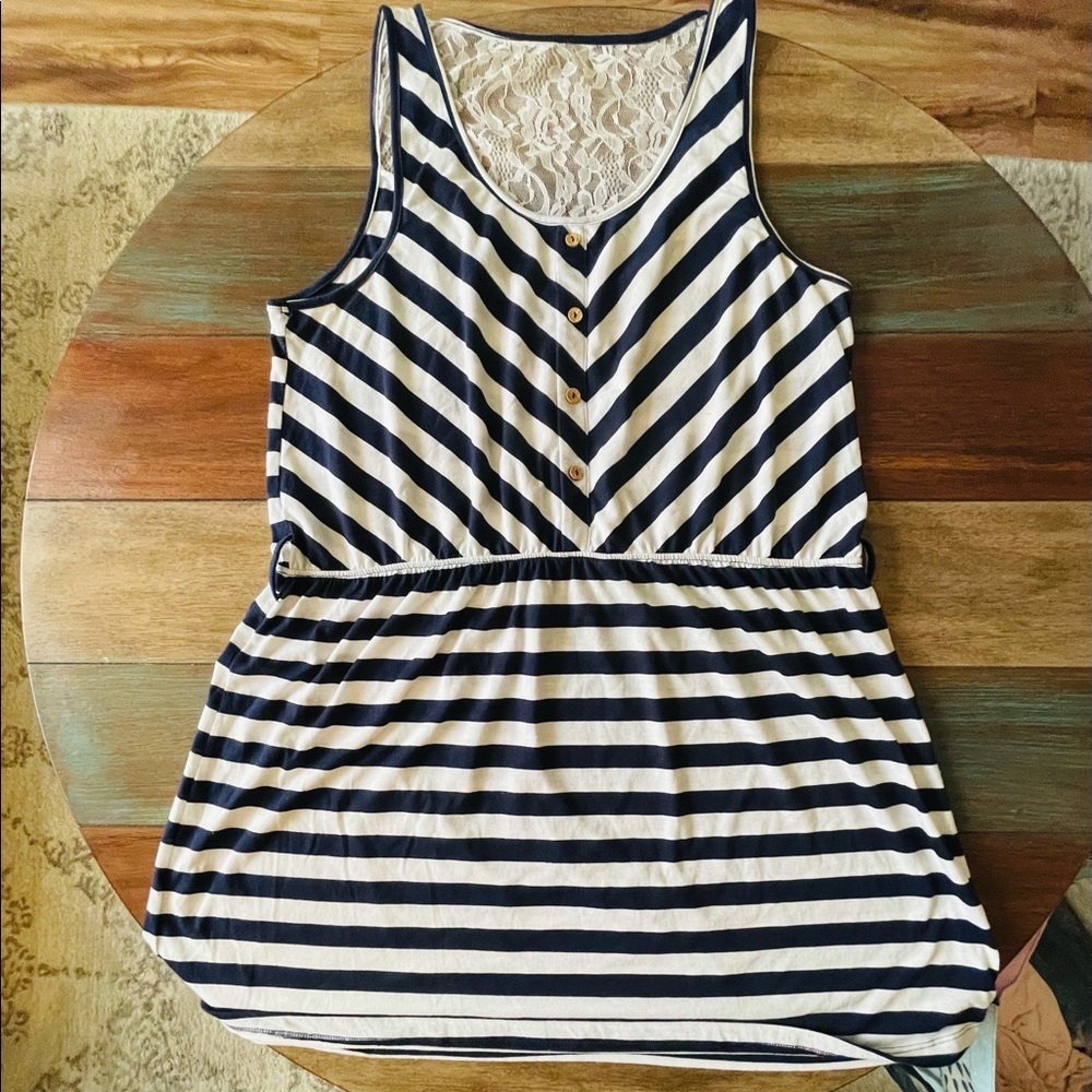 Bobbi Brooks Navy/White stripe sleeveless Dress 3X